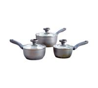 Prestige Earth Pan Grey Round Aluminium Induction Suitable Eco-Friendly Covered Saucepan Set Pack Of 3