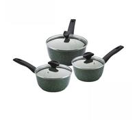 Prestige Eco Green Round Aluminium Induction Suitable Non-Stick Saucepan Set 16, 18 And 20Cm Pack Of 3