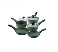 Prestige Eco Non Toxic Pots and Pans Sets Non Stick - 5 Piece Induction Hob Pan Set, PFOA Free Cookware, Dishwasher Safe Cookware Made in Italy of Recyclable Materials, Green