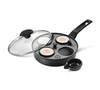 Prestige Egg Poacher Pan - 2 in 1 Poached Egg Maker with 4 Non Stick Egg Poachers Inserts & 20cm Induction Frying Pan with Lid, Stay Cool Handle, Dishwasher Safe Cookware