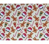 PRESTIGE FASHION Christmas polycotton fabrics (Gingerbread man/Candies/XMAS Pudding) crafts quilting dress fabric runners fabric - by the METRE
