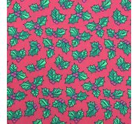 PRESTIGE FASHION Christmas polycotton print fabrics XMAS decoration crafts quilting dress fabric runners patchwork fabric - by the METRE (Holly Leaves - Red)