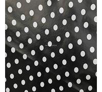 Prestige Fashion White Polka Dot Spots Oilcloth Vinyl PVC Tablecloth Fabric, 140cm Wide - Per Metre (Black)