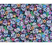 PRESTIGE Gothic Bonehead All Over Sugar Skulls Cotton Poplin Rose And Hubble Fabric (Black)