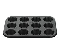 Prestige Inspire Bakeware Mini Muffin Tin, 12 Cup, Black | Resists warping over time, providing even heating and consistent baking results for professional kitchens.