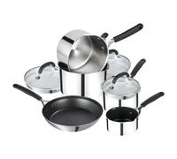 Prestige Made To Last Silver Round Stainless Steel Cookware Set With Soft Grip Silicone Handles Pack Of 5