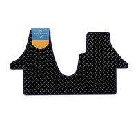 Prestige Mats, Fully Tailored Van Floor Mat Fits Volkswagen TRANSPORTER T5 2003-2015 3mm Rubber Blue Stitch, Anti Slip Mat-Non Slip Car Floor Mat with Black Edging