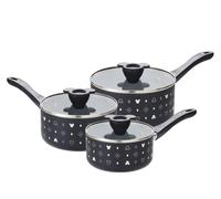 Prestige Disney Monochrome Ceramic Non Stick Saucepan Set of 3 with Lids - 16, 18 & 20cm Induction Saucepan Set, PFAS & PFOA Free, Non Toxic Cookware, Black & White