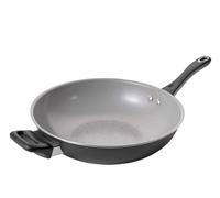 Prestige Disney Monochrome Mickey Mouse Wok Non Stick with Helper Handle, 30cm - Ceramic Non Toxic Cookware, Induction Wok, Black & White