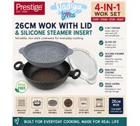 Prestige Nadiya 4 in 1 Wok 26cm Non Stick Induction Pan With Lid