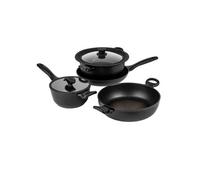 Prestige Nadiya Black Round Aluminium Induction Suitable Dishwasher Safe Non-Stick Cookware Set Pack Of 4