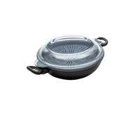 Prestige Nadiya Black Round Aluminium Non-Stick 4 In 1 Wok Pan With Silicone Insert And Glass Lid 26Cm