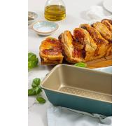 Prestige x Nadiya 2lb Loaf Tin - Non Stick Loaf Tins For Baking 23cm x 13cm, Dishwasher Safe Steel Bakeware, Teal & Gold Loaf Pan, 9"