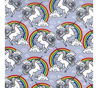 PRESTIGE P0710 Unicorns Print Cotton Poplin Fabric Rose And Hubble Dressmaking Quilting Fabric - Per Metre (Silver)