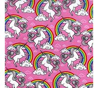 PRESTIGE P0710 Unicorns Print Cotton Poplin Fabric Rose And Hubble Dressmaking Quilting Fabric - Per Metre (Pink)