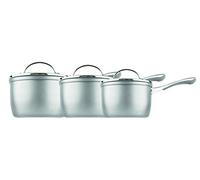 Prestige Prism Induction Aluminium Saucepan, Silver, 14 cm, 16 cm and 18 cm, Set of 3