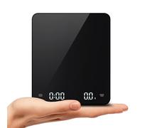 Prestige Products Global Rechargeable Mini Coffee Scale with Timer, 3kg/0.1g Highly Accurate Scale for Espresso and Pour-Over Coffee, Portable Digital Kitchen Scale with Automatic Timer (Black)