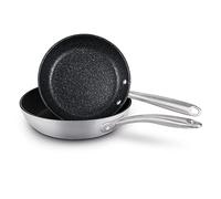 Scratch Guard Stainless Steel Non Stick Frying Pan Set, 25 and 29cm, Induction Suitable Prestige Silver One Size