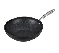 Prestige Scratch Guard Wok Non Stick 29cm - Induction Suitable Wok Pan, Scratch Resistant, Easy Cleaning Ceramic Exterior with Steel Base, Oven & Dishwasher Safe Cookware, Black