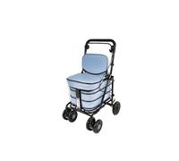 Prestige Shopping Trolley with Seat & Backrest/Walking frame/Seated Mobility Trolley/Stroller 6 wheel (FULLY ASSEMBLED in UK READY TO USE!) (Sky Blue)