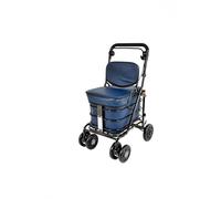 Prestige Shopping Trolley with Seat & Backrest/Walking frame/Seated Mobility Trolley/Stroller 6 wheel (FULLY ASSEMBLED in UK READY TO USE!) (Navy)