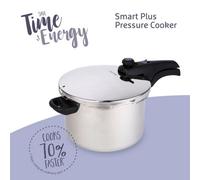 Prestige Smart Plus Silver Round Stainless Steel Induction Suitable Pressure Cooker With Two Settings 4L