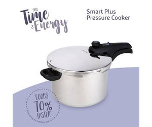 Prestige Smart Plus Silver Round Stainless Steel Induction Suitable Pressure Cooker With Two Settings 4L
