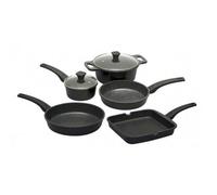 Prestige Stone Quartz Black Round Aluminium Induction Suitable Non-Stick Cookware Pan Set Pack Of 5