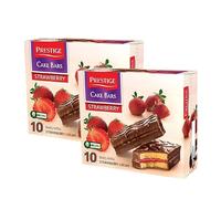 Prestige Strawberry Cream Cake Bars 300g | Sponge Cake Bars | 10 Cake Bars in a Pack | No GMO | No Hydrogenated Fats | Tempting Dessert (Strawberry Cream Bars, 2 Pack)