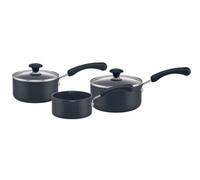 Prestige - 3pc Saucepan set With Lids - Super Tough Easy Clean - Diamond Shield Non Stick - Oven Safe - 14/16/18cm, Black
