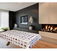 Prestige Tablecloths Modern Squares Circles PVC Vinyl Wipe Clean Tablecloth Waterproof Table Protector Table Cover F141-4 (Rectangle-150cmx140cm)