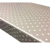 Prestige Tablecloths Silver Polka Dot Spots PVC Vinyl Wipe Clean Tablecloth (Rectangle - 1000cm x 140cm (10m Roll))