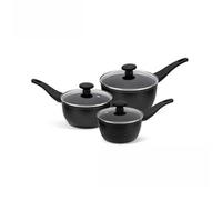 Prestige Thermo Smart Black Round Aluminium Induction Hob Suitable Non-Stick Saucepan Set Pack Of 3