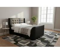 Prestige True Sound 5.1 Media Ottoman Tv Bed With Built In Soundbar In Black Leather - Super King 6Ft
