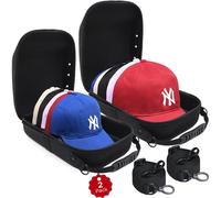 PRESTIGE VOYAGER 2 Pcs Hard Travel Hat Cases - Hat Carrier Storage for Baseball Cap, Hat Box Organizer Holder with Carrying Handle, Shoulder Strap, Gift for Men, Protect up to 15 Hats Black