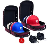 PRESTIGE VOYAGER 2 Pcs Hard Travel Hat Cases - Hat Carrier Storage for Baseball Cap, Hat Box Organizer Holder with Carrying Handle, Shoulder Strap, Gift for Men, Protect up to 15 Hats