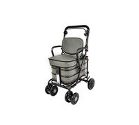 Prestige Walk and Rest Royal Shopping Trolley with Seat & Armrest/Walking Frame/Seated Mobility Trolley/Stroller/Walking Trolley (Fully Assembled in UK Ready to USE!) (Grey)