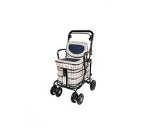 Prestige Walk and Rest Royal Shopping Trolley with Seat & Armrest/Walking frame/Seated Mobility Trolley/Stroller/Walking Trolley (FULLY ASSEMBLED in UK READY TO USE!) (Light Tartan)