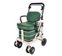 Prestige Walk and Rest Royal Shopping Trolley with Seat & Armrest/Walking Frame/Seated Mobility Trolley/Stroller/Walking Trolley (Fully Assembled in UK Ready to USE!) (Forest Green)