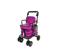 Prestige Walk and Rest Royal Shopping Trolley with Seat & Armrest/Walking Frame/Seated Mobility Trolley/Stroller/Walking Trolley (Fully Assembled in UK Ready to USE!) (Purple)