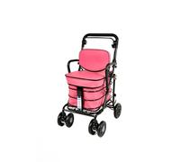 Prestige Walk and Rest Royal Shopping Trolley with Seat & Armrest/Walking frame/Seated Mobility Trolley/Stroller/Walking Trolley (FULLY ASSEMBLED in UK READY TO USE!) (Pink)