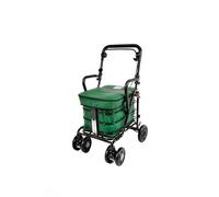 Prestige Walk and Rest Shopping Trolley with Seat & Armrest/Walking Frame/Seated Mobility Trolley/Stroller/Walking Trolley (Fully Assembled in UK Ready to USE!) Black Edition (Forest Green)