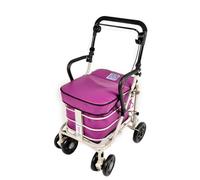 Prestige Walk and Rest Shopping Trolley with Seat & Armrest/Walking Frame/Seated Mobility Trolley/Stroller/Walking Trolley (Fully Assembled in UK Ready to USE!) (Purple)