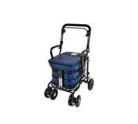 Prestige Walk and Rest Shopping Trolley with Seat & Armrest/Walking Frame/Seated Mobility Trolley/Stroller/Walking Trolley (Fully Assembled in UK Ready to USE!) Black Edition (Navy)