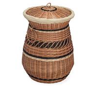 Prestige Wicker Round Laundry Basket Lined, Willow, Natural, 55x55x68 cm, 446