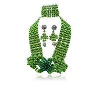 PrestigeApplause Green African Nigerian Beads Necklace Bracelet Earring Jewellery Set, for Women