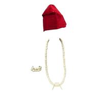 PrestigeApplause Necklace Bracelet with Hat Combo Set Cream White Igbo Edo Elephant-Tusk-Red Coral Groom men African Beads Jewellery Wedding Set - For Male