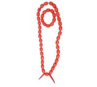 PrestigeApplause Traditional Red African Edo Igbo Delta Coral Beaded Necklace and Bracelet Set, Elephant-Tusk-Design, Nigerian Wedding Jewellery Men Groom Party (Neck & 2 Bracelets-Design E)