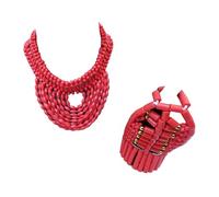 PrestigeApplause Two Pcs Women Edo Igbo Delta Traditional Coral Beaded Wedding Set, Nigerian Edo Style Hat, Purse, Bracelet Option (Necklace Glove)