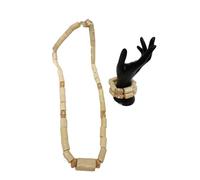 PrestigeApplause White Faux-Coral African Nigerian Beaded Men Groom Necklace and Bracelet Set Traditional Wedding Jewellery Set for Party Celebrant